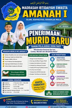 MIS Amanah I Pagar Dewa Buka Penerimaan Murid Baru Tahun Pelajaran 2026/2027